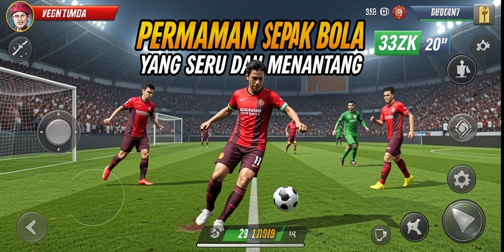 Tampilan gameplay seru dari 33ZK dengan aksi sepak bola yang mendebarkan.