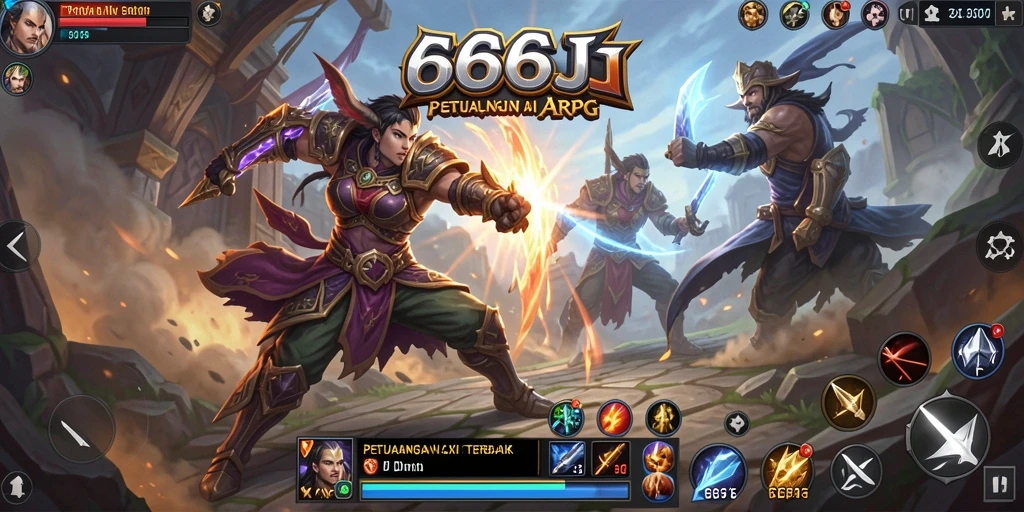 Menampilkan karakter beraksi dalam pertarungan epik di dunia ARPG.