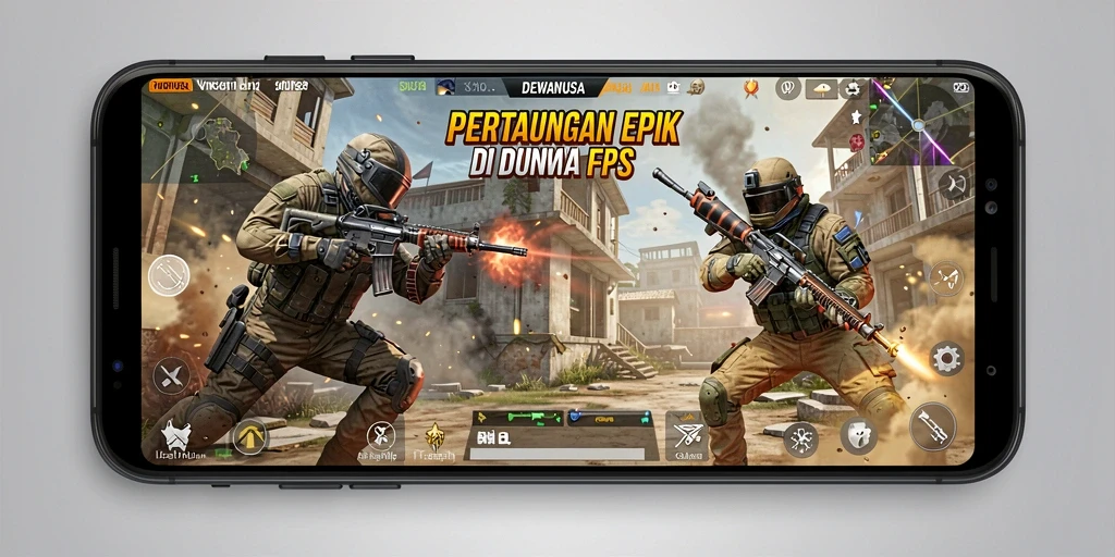 Gameplay DEWANUSA menampilkan pertempuran FPS yang intens dan mendebarkan.