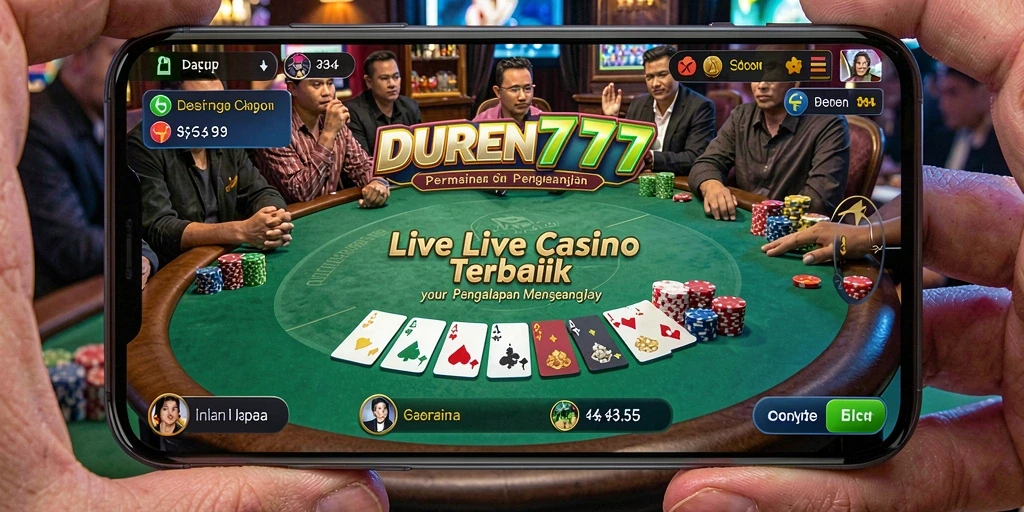 Screenshot gameplay DUREN777 menampilkan dealer yang ramah dan suasana kasino yang mendebarkan.