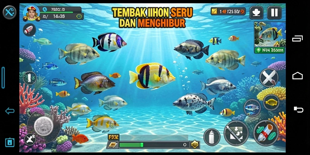 Tampilan menarik dari gameplay Tembak Ikan F32 yang seru.