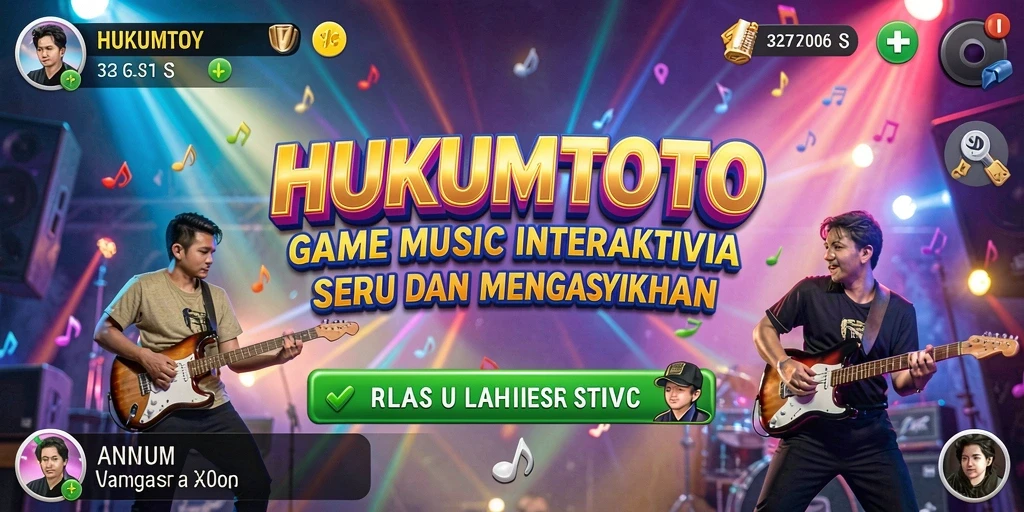 Tampilan gameplay HUKUMTOTO dengan berbagai lagu yang menarik.