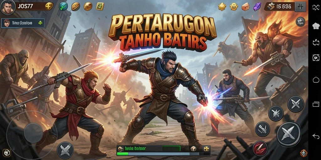 Tangkapan layar gameplay aksi pertarungan JOS77.