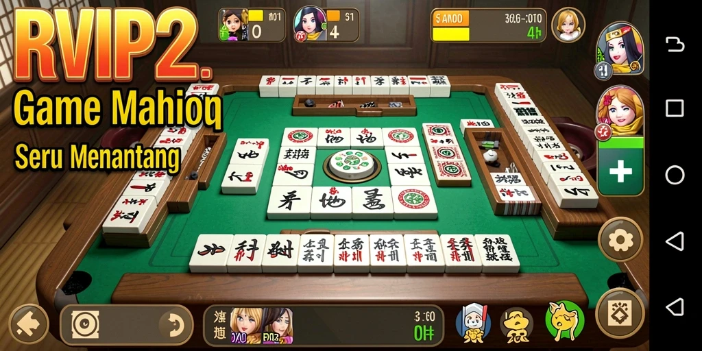 Tampilan gameplay seru di RVIP2 dengan grafis Mahjong yang menawan.