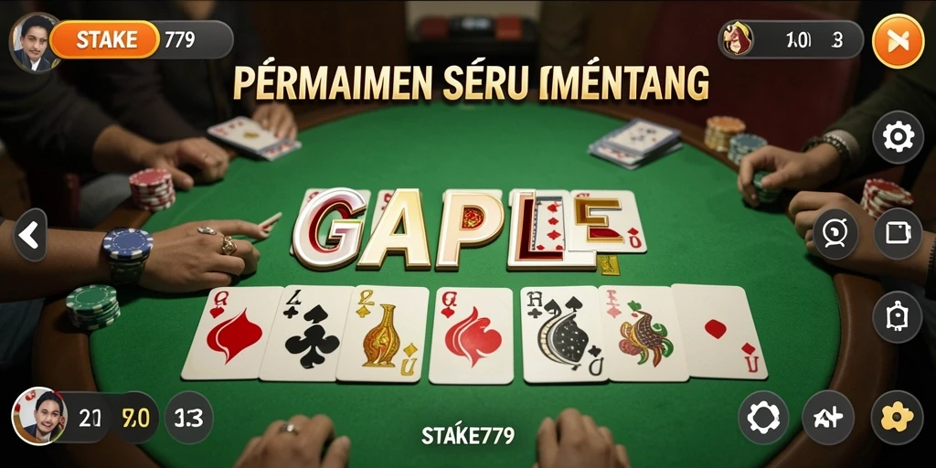 Tampilan gameplay STAKE779 yang menarik dalam permainan Gaple.