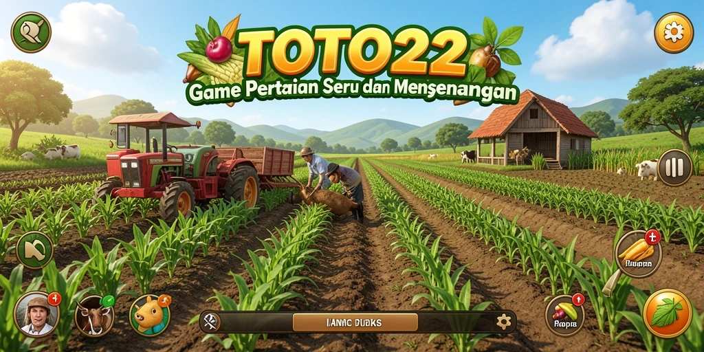 Screenshot gameplay TOTO22 menampilkan ladang yang subur dan berwarna-warni.